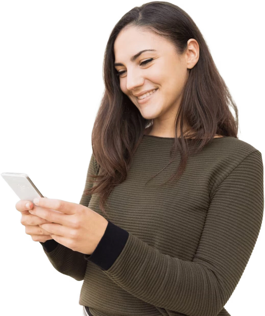 Femeie care solicită un împrumut rapid de pe telefon